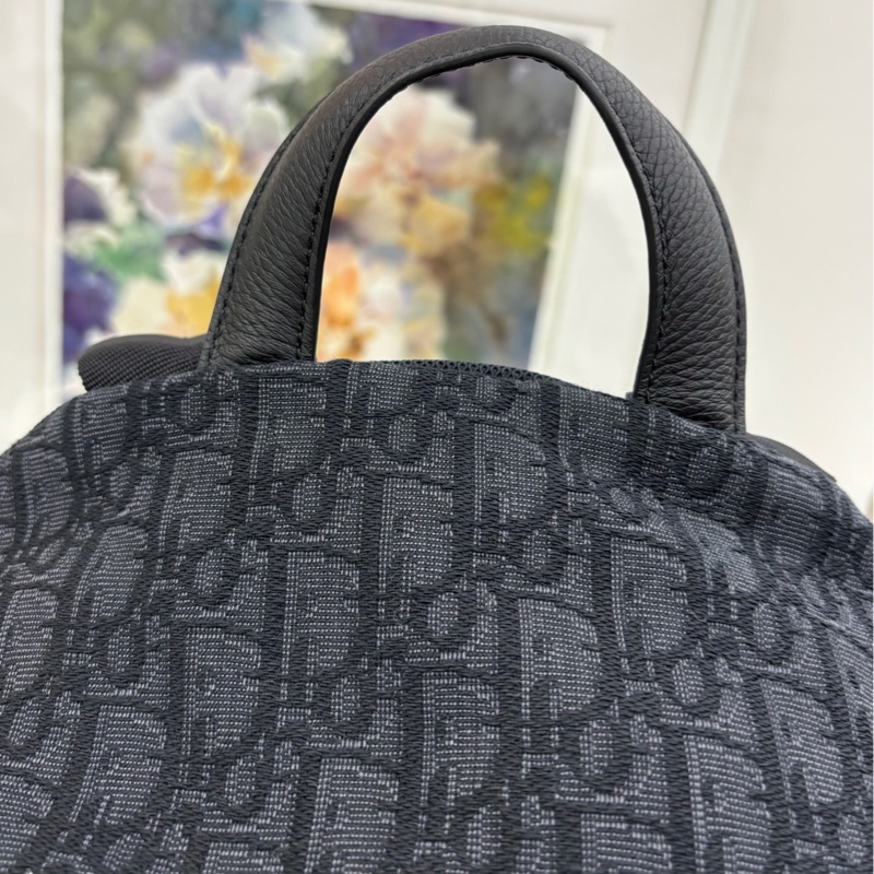 DIOR迪奧 Rider Oblique經典大容量刺繡老花滿印暗紋提花 織物 背包雙肩包 22年編碼 閒置-6