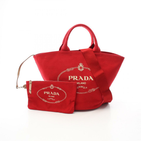 PRADA 2Way 斜背包 單肩包 帆布 紅色 二手 女款