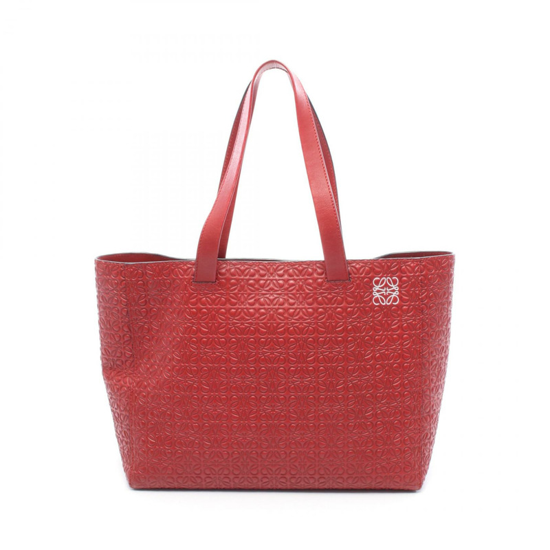LOEWE Anagram Logo 單肩包 托特包 小羊皮 紅色 二手 女士-0