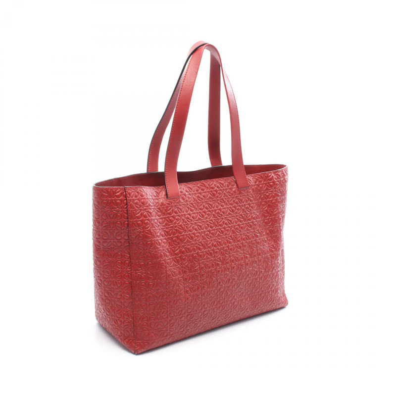 LOEWE Anagram Logo 單肩包 托特包 小羊皮 紅色 二手 女士-1