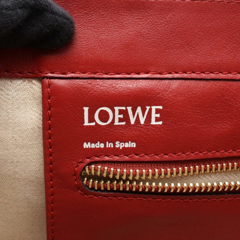 LOEWE Anagram Logo 單肩包 托特包 小羊皮 紅色 二手 女士-3