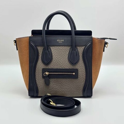 CELINE 拼色笑臉手提肩背斜背包20*19.5*10  98新配件塵袋