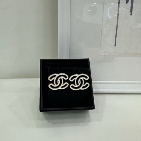 Chanel 24A手工坊琺瑯鏤空雙C耳夾 耳環
