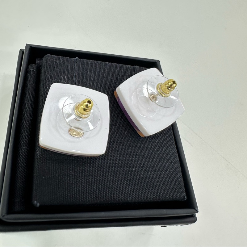 Chanel漫畫方塊壓克力耳環 百搭 時髦-5