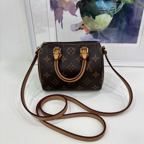 LV路易威登經典老花speedy nano（舊款不可調節肩帶）手提斜背包。 20年編碼