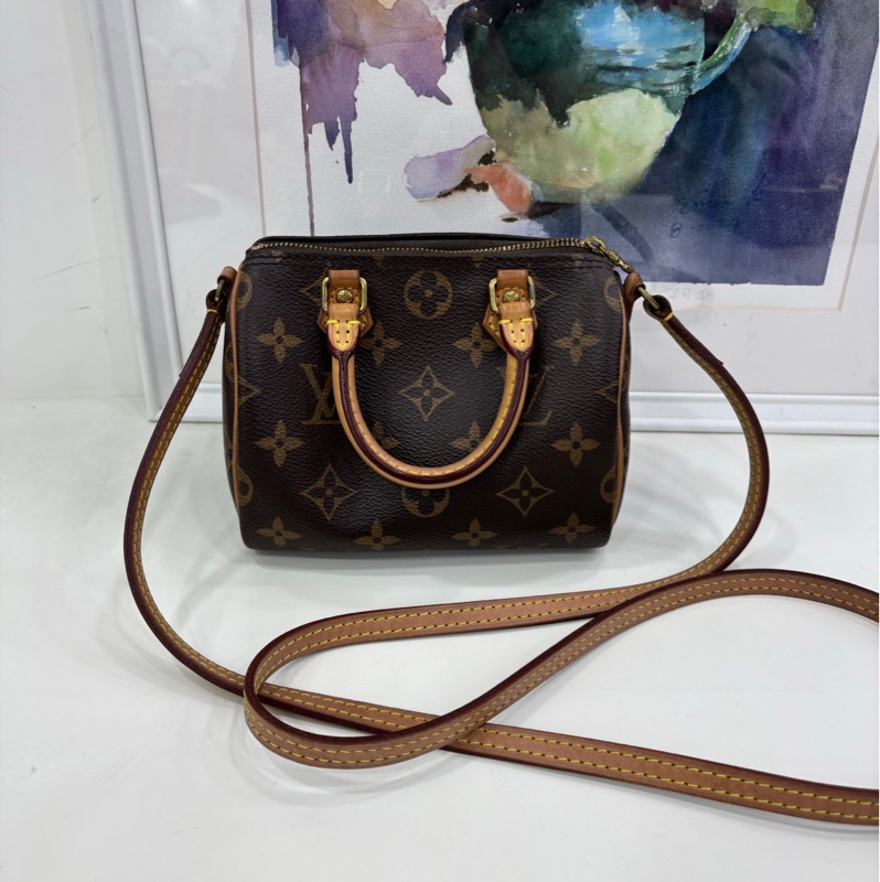 LV路易威登經典老花speedy nano（舊款不可調節肩帶）手提斜背包。 20年編碼-1