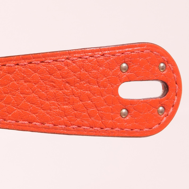 HERMES Clemence皮革Lindy 26銀扣手挽肩背兩用袋Orange Poppy-6