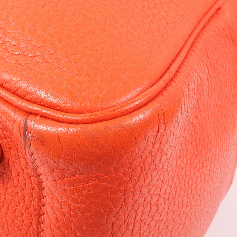 HERMES Clemence皮革Lindy 26銀扣手挽肩背兩用袋Orange Poppy-9