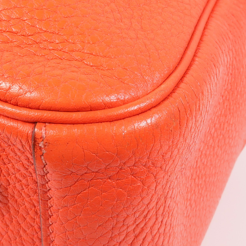 HERMES Clemence皮革Lindy 26銀扣手挽肩背兩用袋Orange Poppy-11