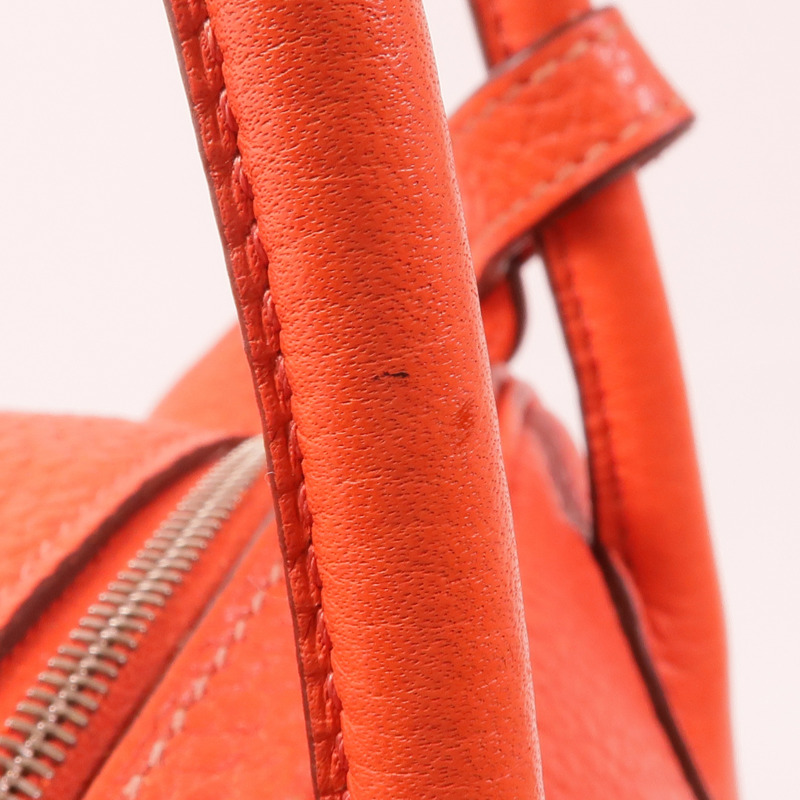 HERMES Clemence皮革Lindy 26銀扣手挽肩背兩用袋Orange Poppy-14