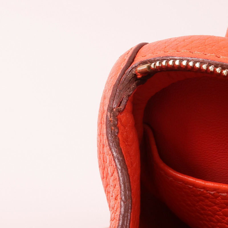 HERMES Clemence皮革Lindy 26銀扣手挽肩背兩用袋Orange Poppy-16