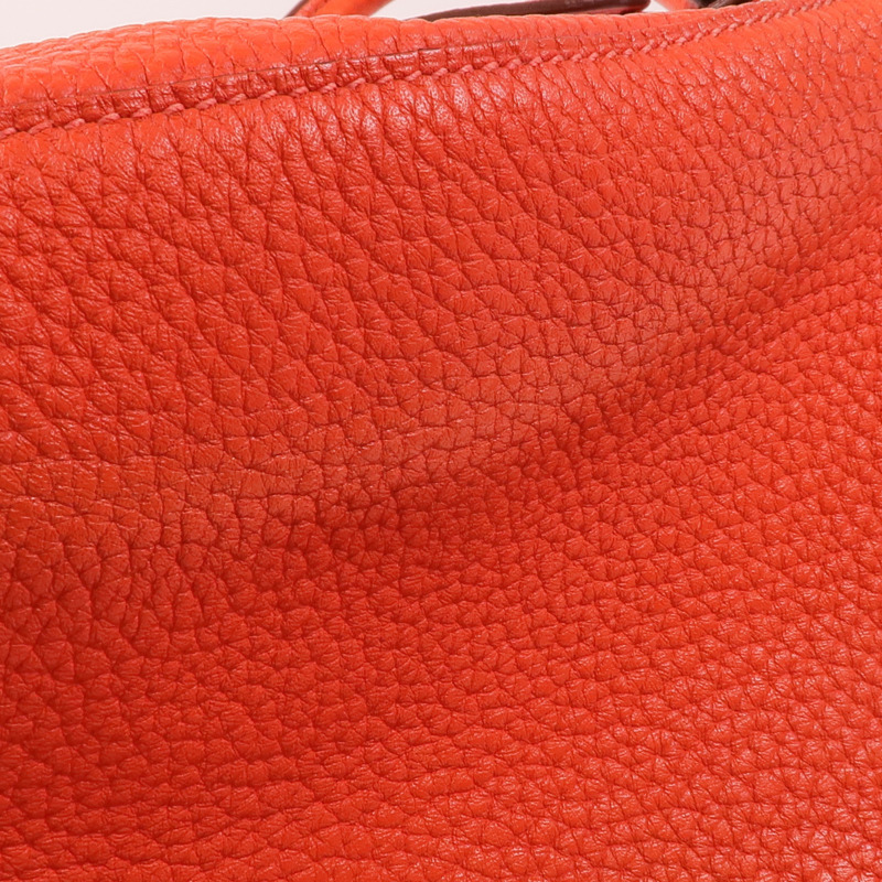 HERMES Clemence皮革Lindy 26銀扣手挽肩背兩用袋Orange Poppy-17