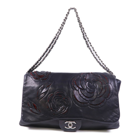 CHANEL 羊皮皮革Chain Shoulder銀扣鏈帶肩背袋