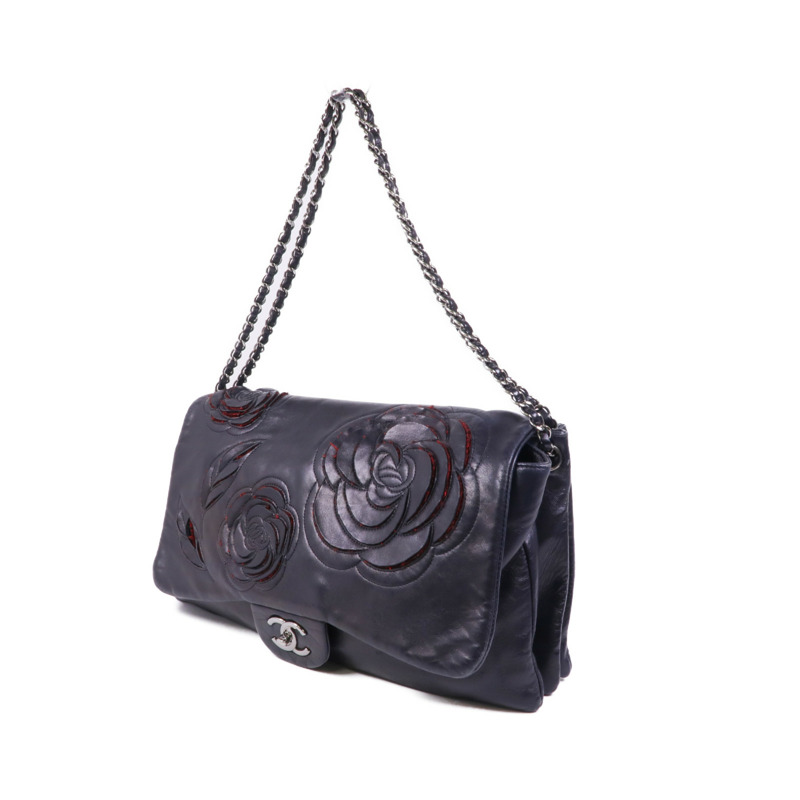 CHANEL 羊皮皮革Chain Shoulder銀扣鏈帶肩背袋-2