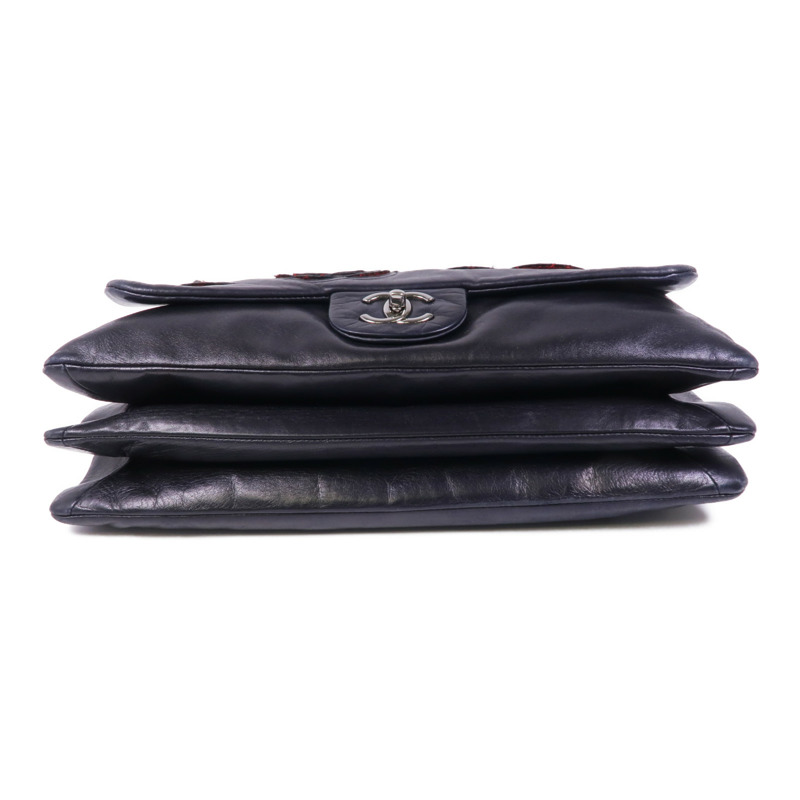 CHANEL 羊皮皮革Chain Shoulder銀扣鏈帶肩背袋-3