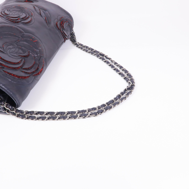 CHANEL 羊皮皮革Chain Shoulder銀扣鏈帶肩背袋-4