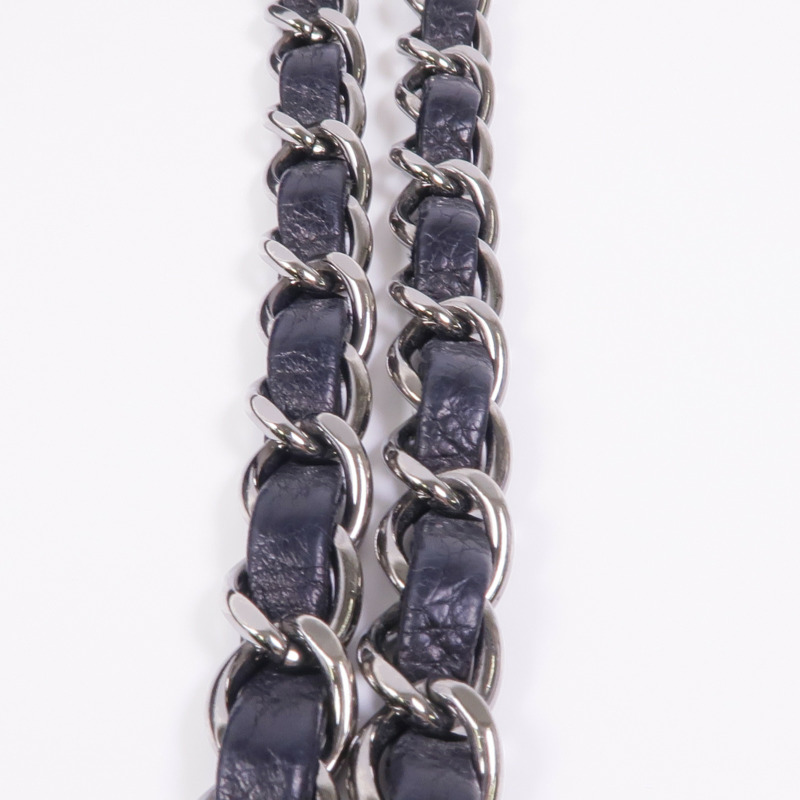 CHANEL 羊皮皮革Chain Shoulder銀扣鏈帶肩背袋-11