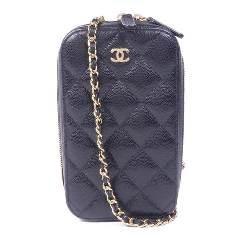 CHANEL 牛皮皮革Phone Case With Chain金扣鏈帶肩背袋