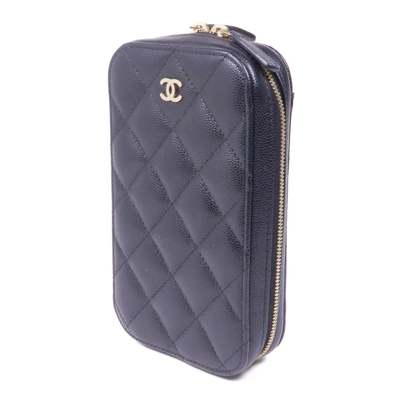 CHANEL 牛皮皮革Phone Case With Chain金扣鏈帶肩背袋-2