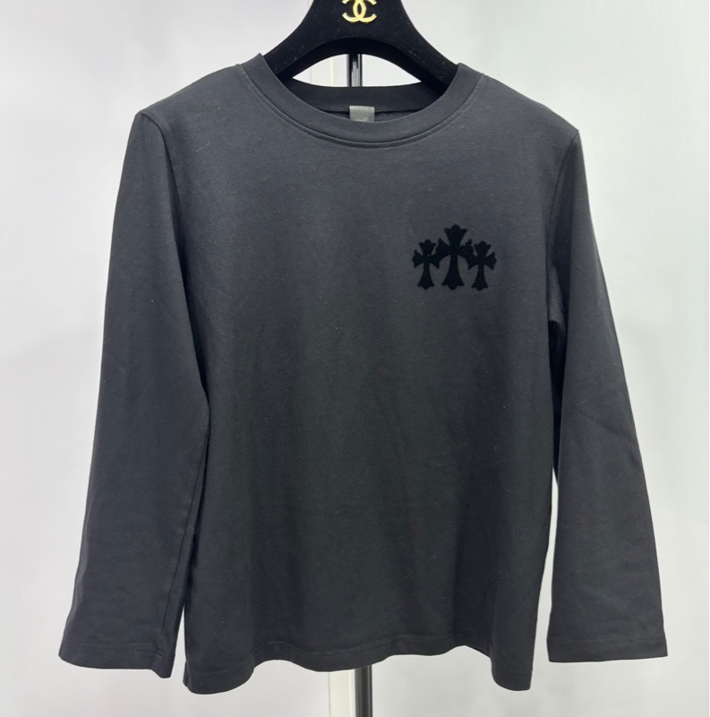 Chrome Hearts 克羅心黑植絨三十字七分袖XS碼-0