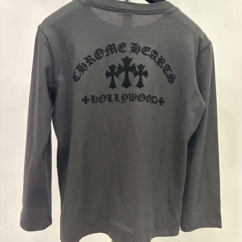 Chrome Hearts 克羅心黑植絨三十字七分袖XS碼-3