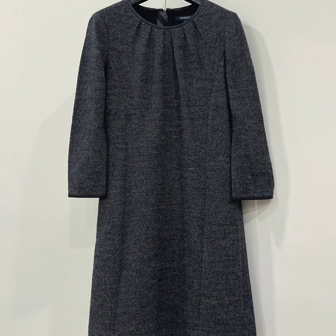 Burberry 倫敦  毛呢皮革滾邊洋裝