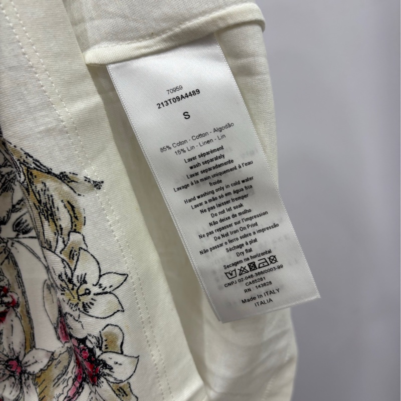 Dior 白色蝴蝶花朵圖案短袖 S碼 尺寸:肩寬39 胸圍94 衣長58-4
