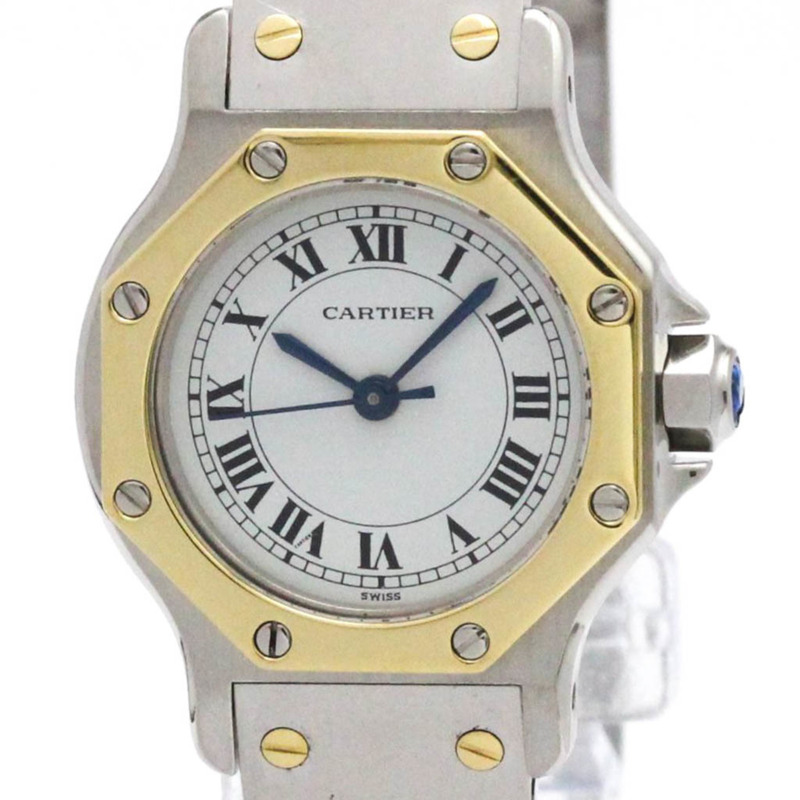 卡地亞 Santos Octagon 18K 金鋼自動女士腕錶拋光-0