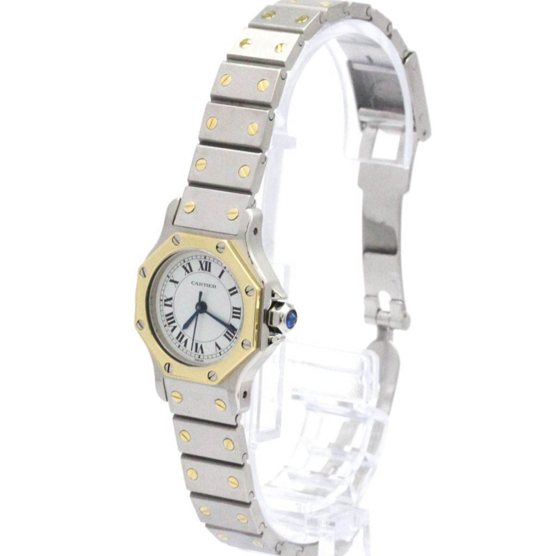 卡地亞 Santos Octagon 18K 金鋼自動女士腕錶拋光-1