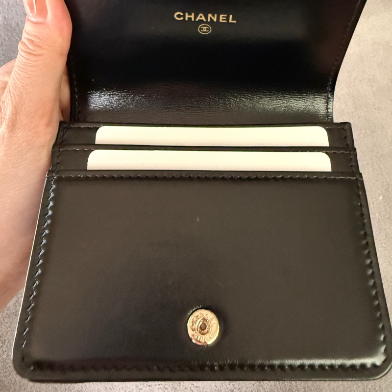 Chanel 31 bag 油蠟牛皮淡金釦卡夾/零錢包-17