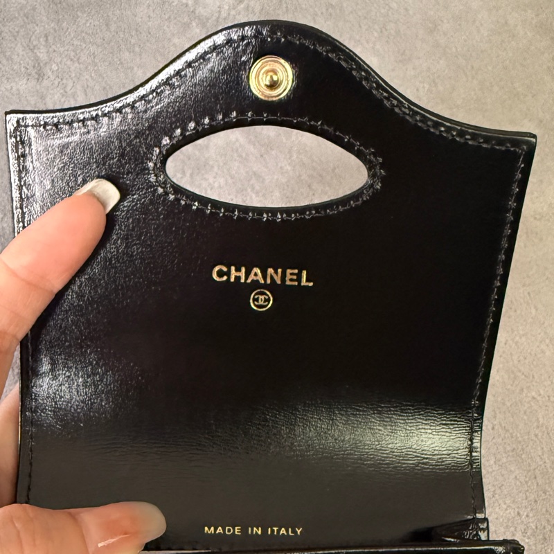 Chanel 31 bag 油蠟牛皮淡金釦卡夾/零錢包-18