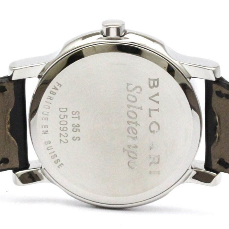 BVLGARI Solotempo 鋼皮革石英男錶 ST35S 拋光-6