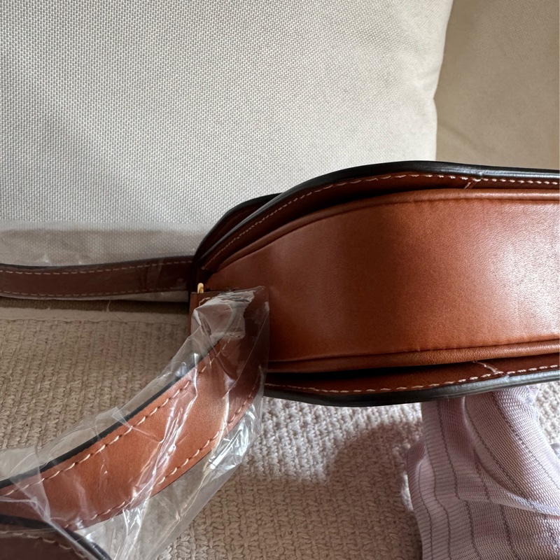 Celine Triomphe凱旋門 Teen馬鞍皮中號金棕色焦糖色美拉德色系單肩包-9