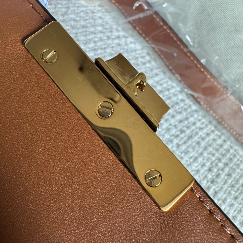 Celine Triomphe凱旋門 Teen馬鞍皮中號金棕色焦糖色美拉德色系單肩包-19