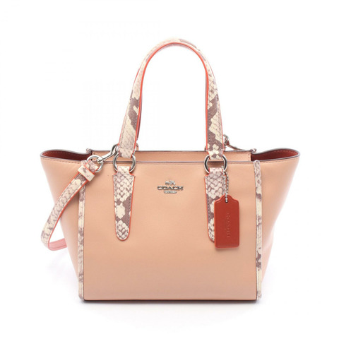 COACH Crosby Carryall 斜背包單肩包 F11750 皮革粉紅橙色二手