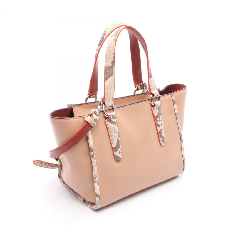 COACH Crosby Carryall 斜背包單肩包 F11750 皮革粉紅橙色二手-1