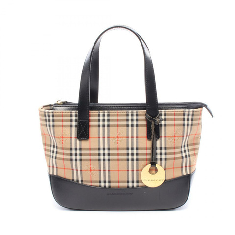 BURBERRY Nova Check 手提包帆布皮革米色黑色多色二手女士