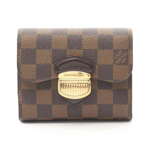 LOUIS VUITTON Portefeuille Joy Damier Ebene 三折皮夾 N60034 皮革 PVC 棕色 二手 女士