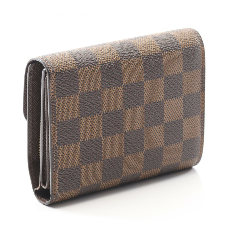 LOUIS VUITTON Portefeuille Joy Damier Ebene 三折皮夾 N60034 皮革 PVC 棕色 二手 女士-1