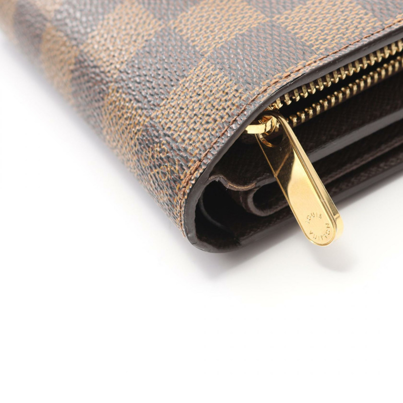 LOUIS VUITTON Portefeuille Joy Damier Ebene 三折皮夾 N60034 皮革 PVC 棕色 二手 女士-9