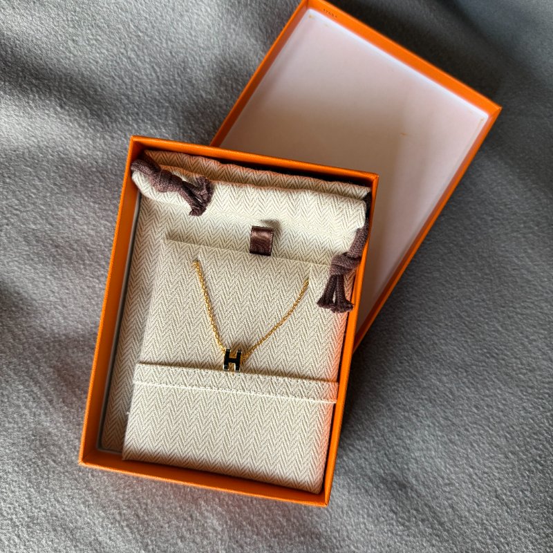 全新 愛馬仕 hermes mini pop h 黑金 項鍊 迷你-1