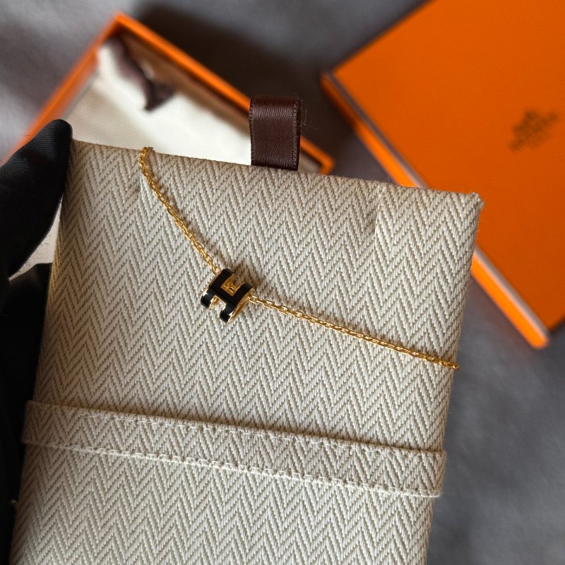 全新 愛馬仕 hermes mini pop h 黑金 項鍊 迷你-2
