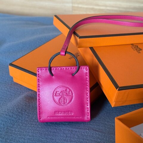全新 hermes Orange Bag Charm 橘包吊飾 Rose Mexico