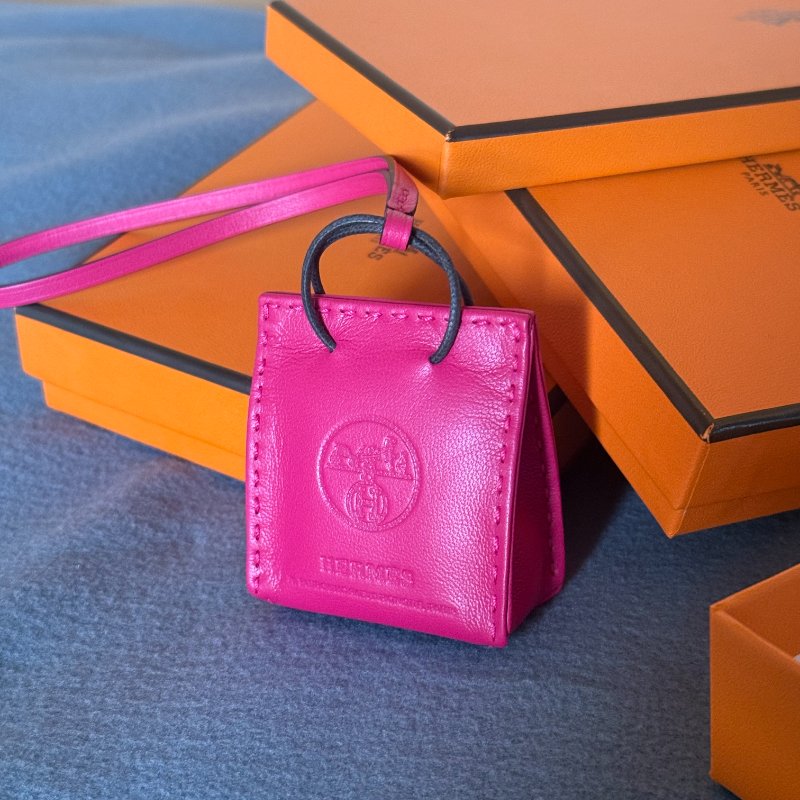 全新 hermes Orange Bag Charm 橘包吊飾 Rose Mexico-1