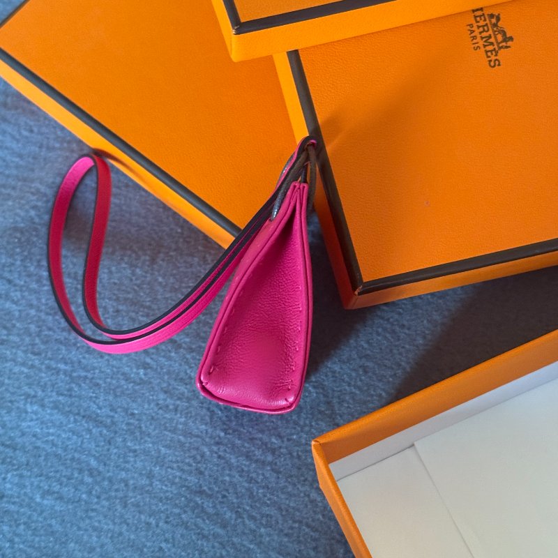 全新 hermes Orange Bag Charm 橘包吊飾 Rose Mexico-3