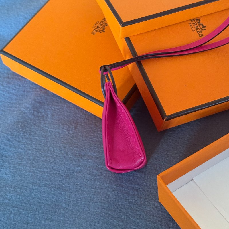全新 hermes Orange Bag Charm 橘包吊飾 Rose Mexico-4