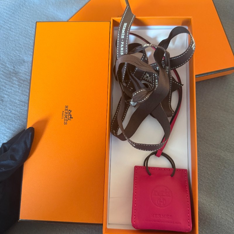 全新 hermes Orange Bag Charm 橘包吊飾 Rose Mexico-5