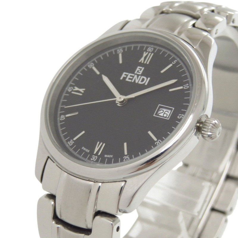 Fendi 210G 不鏽鋼黑色錶盤銀色石英手錶 1818 FENDI-1
