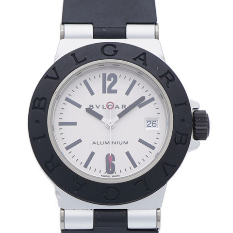 Bvlgari Aluminum Date AL29TA 石英腕錶，鋁/橡膠，銀色，0047，女士