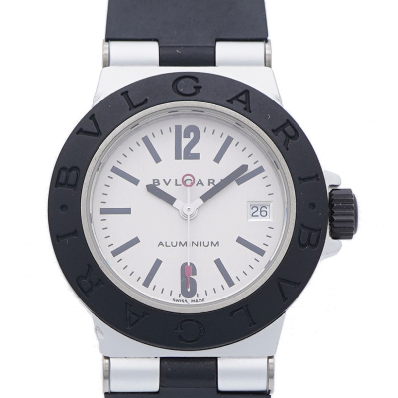 Bvlgari Aluminum Date AL29TA 石英腕錶,鋁/橡膠,銀色,0047,女士-0